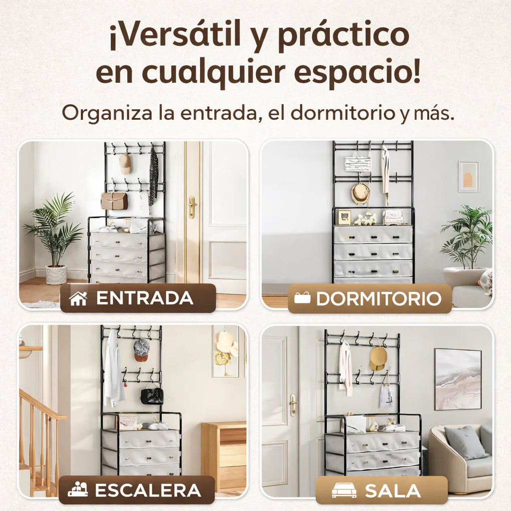 Zapatero 5 Niveles con Perchero - Antipolvo + Envío Gratis