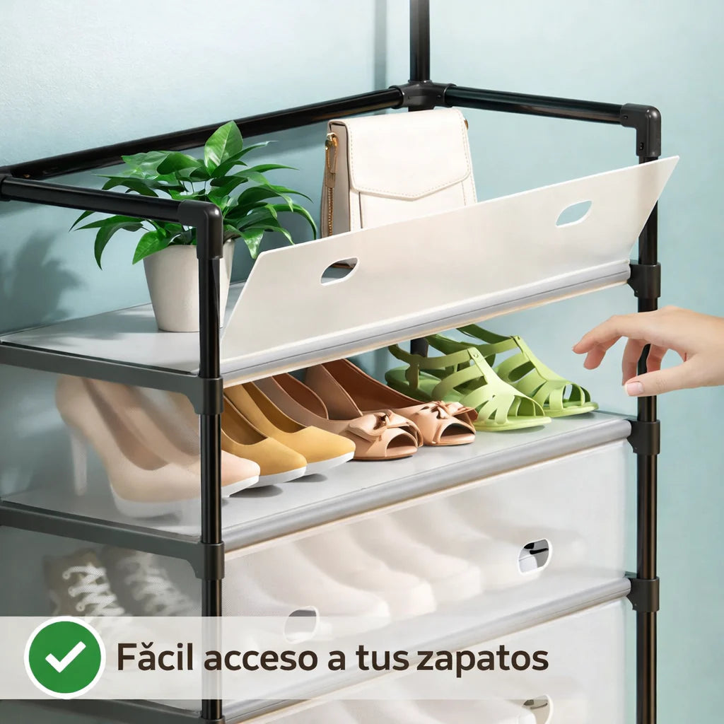 Zapatero 5 Niveles con Perchero - Antipolvo + Envío Gratis