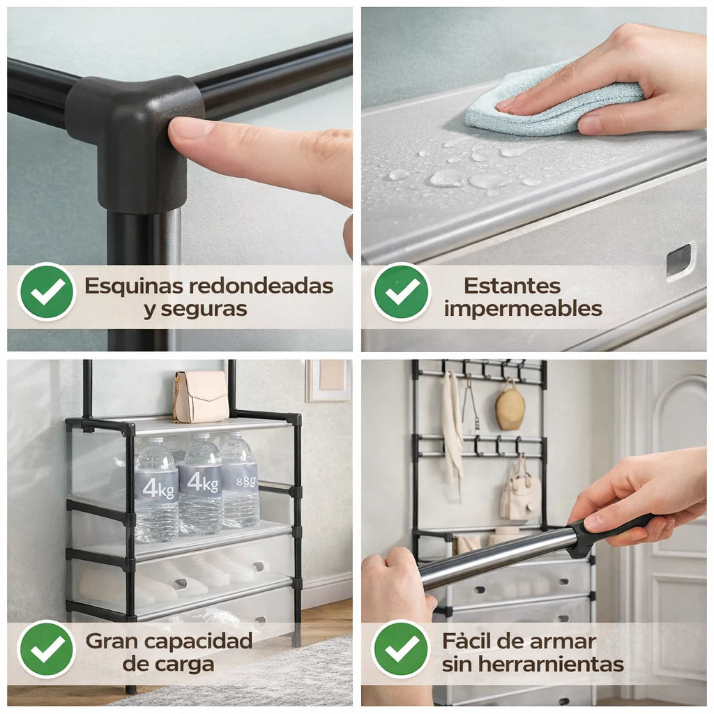 Zapatero 5 Niveles con Perchero - Antipolvo + Envío Gratis